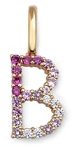 SINGULARU - Charm Letter Spark Sakura. Colgante en Plata de Ley con Acabado en Baño Oro de 18Kt y Circonitas Joyas Para Mujer. Letra B