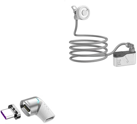 BoxWave Adapter Compatible with Flextail Max Shower - MagnetoSnap PD Angle Adapter, Magnetic Charging Connector Device Saver - Metallic Silver