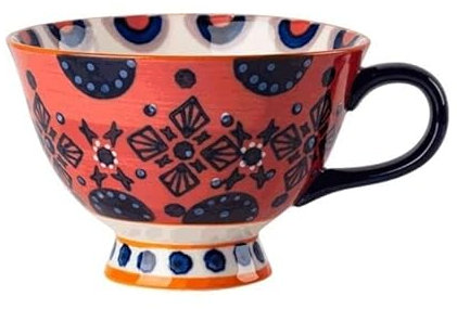 Mokkatassen, Handbemalte Kreative Tassen, 420 Ml Große Kaffeetassen Aus Keramik, Mikrowellengeeignete Vintage-Trinkbecher/Frühstückstassen Espresso Cup(B)