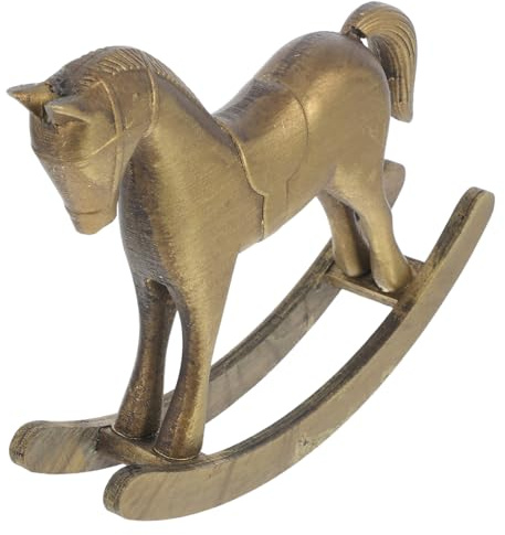 Vintage Holzpferd Schreibtischornament in Gold, Rustikal mit Alter Optik