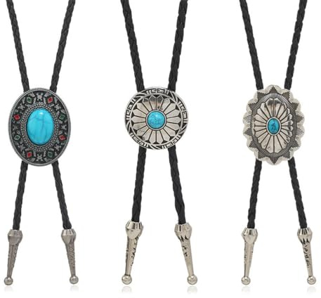 3 Stück Bolo Tie Cowboy Cowboy Kostüm Herren Cowboy Weste Herren Western Outfit Herren Cowboy Hemd Herren Cowboy Weste Cowboy Outfit Herren Cowboy Leder Rodeo Anhänger für Damen und Herren (A)