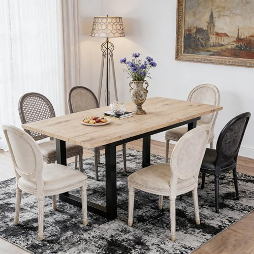 HAUSPROFI Tavolo da pranzo allungabile 140 x 80 x 75 cm, 140 x 180 cm, struttura in metallo effetto rovere MDF nero, tavolo rettangolare per sala da pranzo e soggiorno (140/180 x 75 HCM legno naturale