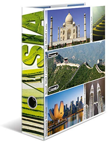 Herma 7007 motivmapp DIN A4 Globetrotter Asien, 7 cm bred av stabil kartong med asiatisk innertryck, ringmapp, Briefordner, 1 mapp