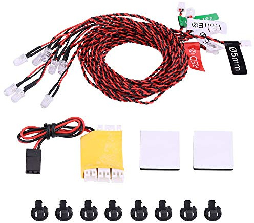Dilwe RC Flashing Light Kit, 8 LED Ultra-Bright Strobe Lights for RC Plane Helicopter Drone