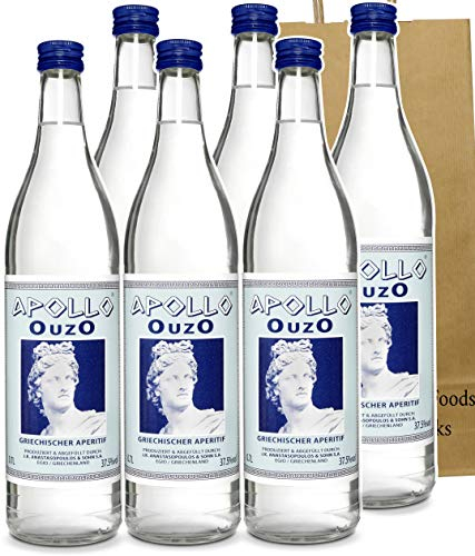 Premium OUZO Apollo aus Griechenland | milder Anis likör 6x Ouzo 700ml (Geschenk Tasche)