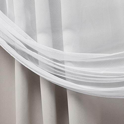 EXCLUSIVE HOME Catarina Layered Solid Room Darkening Blackout and Sheer Hidden Tab/Rod Pocket Top Curtain Panel Pair, 52x84, Cloud Grey, Set of 2