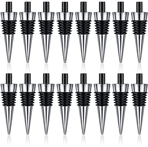 Honeydak 16 Pieces Metal Bottle Stopper Blank Stainless Steel Wine Bottle Stopper Kit Reusable Wine Saver Corks Hardware for Wedding Party Bar Turning