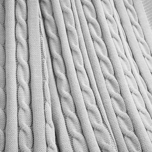 Lush Decor Cable Soft Strickdecke/Decke, 223,5 x 223,5 cm, Hellgrau