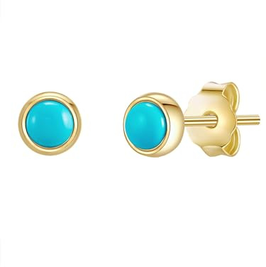 Glanzstücke München Damen Ohrringe 925/- Sterling Silber gelbgold | gelbvergoldet 14 Karat, Ohrstecker, Türkis (rek.), türkis