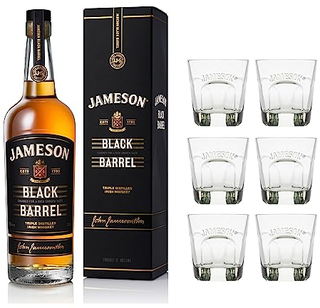 Pack JAMESON Black Barrel + 6 verres Whisky Irlandais - 40%, 70cl