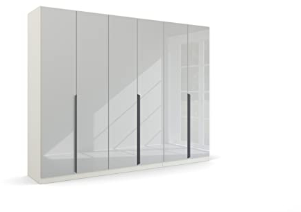 Rauch Möbel Modern by Quadra Spin Schrank Drehtürenschrank, Weiß-Glas Weiß, 6-TRG., inkl. 3 Kleiderstangen, 3 Einlegeböden, BxHxT 271x210x54 cm