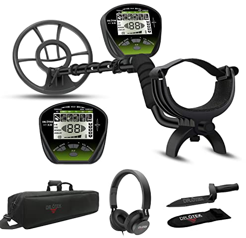 DR.ÖTEK Metal Detector for Adults Professional, Gold Metal Detector, Pinpoint & Exclusive Memory Mode, Higher Accuracy, IP68 Waterproof Coil, Big Backlit LCD Display, Advanced DSP Chip, Green