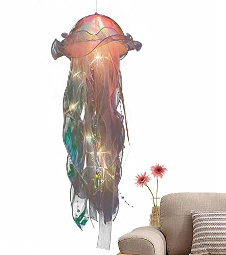 Quallen Lampe, LED Fantasy Quallen Lampe, Meerjungfrau Quallen Laternen Blau Lila Quallen unter dem Meer Meerjungfrau Hängen, Thema Restaurant Dekoration Atmosphäre Lampe