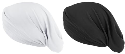 RUIXIA 2Pcs Turban Hijab pour Femme Bonnet Sous Hijab pour Femme Musulmane Bonnet Musulmane Croisé Turban Hijab à Enfiler Femme Musulmane Bonnet Hijab Musulman Extensible Respirant pour Femme