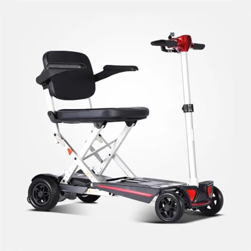 HZWJD Angetriebener Mobilitätsroller Für Senioren,4-Rad-Mobilitätsroller,Zusammenklappbarer Mobilitätsroller,4-Rad-Mobilitätsstuhl,10 Ah,Für Senioren Und Erwachsene red