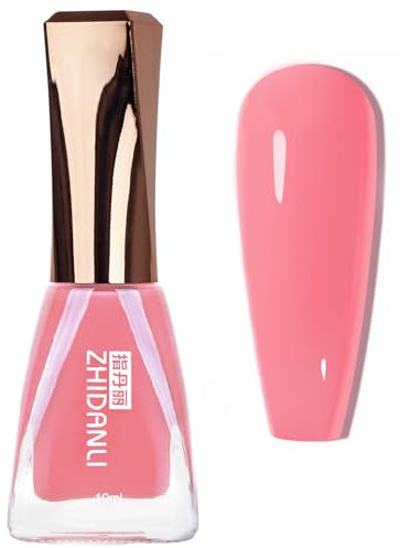 Pink Nail Varnish - Quick Dry Nail Polish - Glossy Vegan Nail Polish - Long Lasting Nail Varnish Non Chip - No Bake UV Lamp Pale Pink Nail Polish Hard Wearing For Manicure At Home