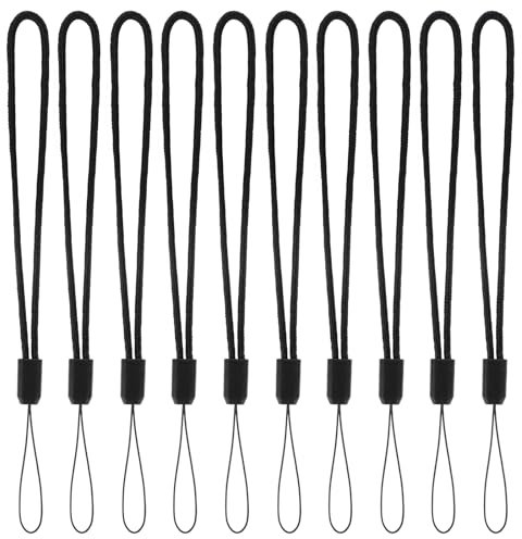 KALIONE 10 Stück Handschlaufe Lanyard Handgelenkband Verstellbares Handgelenk Trageband für Schlüssel Taschenlampe Handy Kamera USB Laufwerk Schlüsselanhänger (Schwarz)