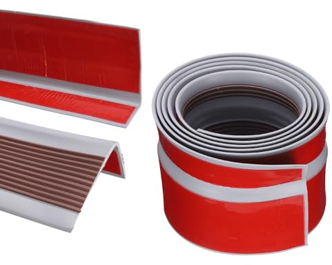 QUARKZMAN Protector de Borde de Escalera, Antideslizante, Moldura Autoadhesiva para Escalones para Uso en Exteriores e Interiores, Hogar, Oficina, Marrón (1.2 m)