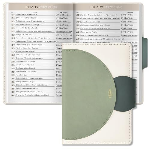 BIROYAL Rezeptbuch zum Selberschreiben A5, 120g Papier, Hardcover, Grün | Eigenes Kochbuch mit Umrechnungstabelle & Inhaltsverzeichnis, Platz für 100 Rezepte, Doppelseite pro Rezept, für Hobbyköche