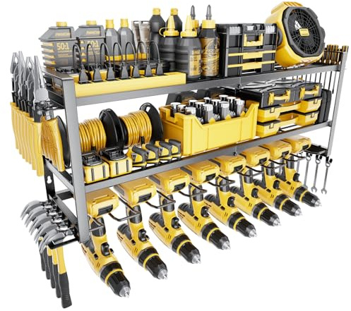 Werkzeug-Organizer – 3-lagig, 8 Bohrer-Halter, Wandhalterung, Aufbewahrungsregal für Garage, großes Werkzeugregal, Geschenke für ihn, Männer, Vater, Ehemann, Jahrestag, Vatertag, cooles Gadget