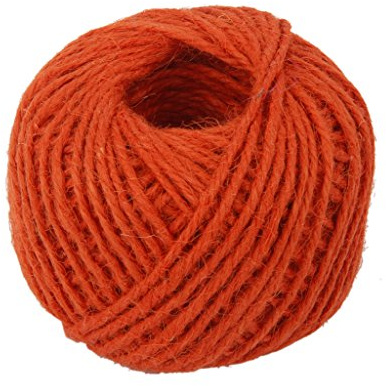 Ficelle en jute naturelle - 50 m de long - 2 mm de diamètre - Pour emballage cadeau, artisanat, maison et jardin - Orange