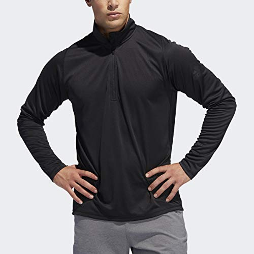 adidas Freelift Sport - Maglietta a Maniche Lunghe da Uomo, con Cerniera a 1/4, Uomo, Maniche Lunghe, S1950MTR346, Nero/Logo., XL