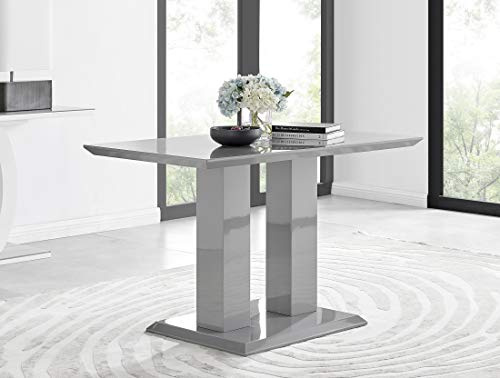 Furniturebox UK Imperia 4 Dining Table Modern Grey High Gloss 4 Stylish Contemporary Lorenzo Dining Chairs Set (Dining Table Only)