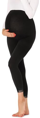 Be Mammy Damen 7/8 Umstandsleggings BE20-262(Schwarz,M)