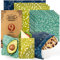 Akeeko Reusable Beeswax Food Wraps - Assorted 9 Packs, Reusable, Plastic-Free Food Storage, 5 Small, 2 Medium, 1 Large, 1 Extra Large Wraps with Abstract Curves Pattern