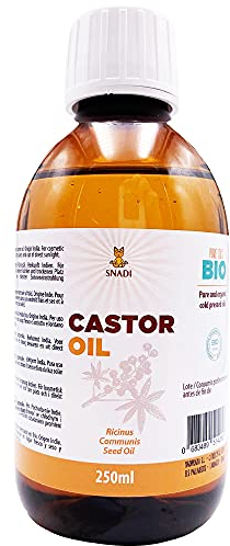 Snadi - Reines Bio-Rizinusöl | 250 ml | Kaltgepresst | Antioxidativ, Anti-Aging | Feuchtigkeitsspendend für trockene Haut, Körper und Haare | Fördert das Wachstum von Wimpern und Bart | Bio