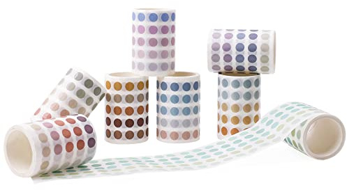 NOGAMOGA 8 Rotoli di Adesivi Washi Dot, Adesivi a Cerchio da 8 mm Washi Tape Piccole Etichette Rotonde di Codifica Del Colore Per Diari, Pianificatori, Calendari, Scrapbooking Foto