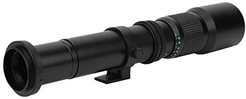 Sxhlseller Teleobjetivo para SLR con Montura EF-S de Canon, Teleobjetivo de Enfoque Manual de 500 Mm F8-F32 con Lente de Aumento 2X (Negro)