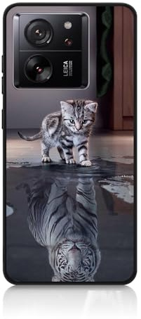 DiaryTown Funda para Xiaomi 13T Carcasa Protectora Antigolpes Silicona Case con Animale Diseño Bonito Cubierta Ultra Thin Cover Negro Mate Funda para Xiaomi 13T Pro - Gato/Tigre