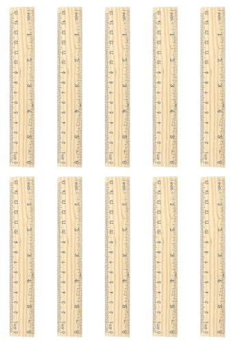 FKWKUW 10 Stück Holzlineale, Mit 2 Präzisen Skalen Einzeln Bedruckt Lineal Holz Klein Für Schule Klassenzimmer Zuhause Büro Handwerk