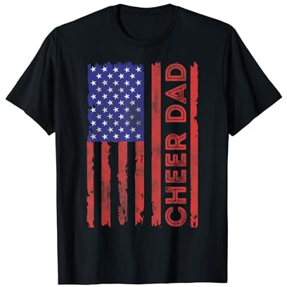 Cheer Dad Cheerleading Amerikanische Flagge Vatertag Cheerleader T-Shirt