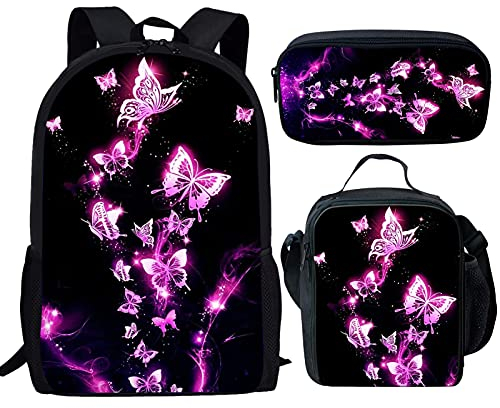 fifbird Zaino per bambini con portapranzo zaino per ragazzi con stampa tigre borsa da scuola set da 3 pezzi per bambini/borsa per il pranzo confezionato/astuccio cancelleria, Burro Creativo, Taglia