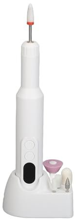 Molinillo de Uñas Eléctrico, Taladro de Uñas Eléctrico, Pulidor de Uñas, M3 Pulido LED 6 Engranajes Máquina de Lijado de Uñas, Máquina de Pulir de Manicura Portátil (Blanco)