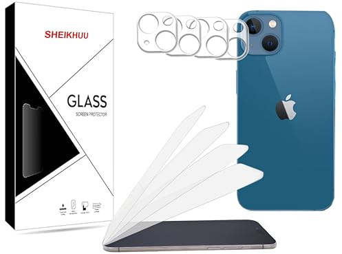 sheikhuu [ 8-pack ] Screen Protector for iphone 13, 6.1 inch, with camera lens protector, ultra HD Clarity, Anti Scratch,LIFE TIME SUPPORT.