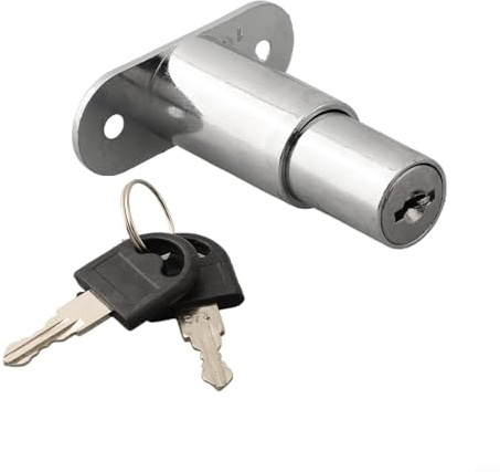 Verrou à piston poussoir en alliage de zinc de 19 mm de diamètre pour armoire avec 2 clés pour porte coulissante, tiroir, armoire (23 mm)