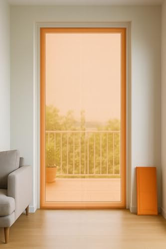 GX GARGIX Zanzariera Tenda Porte e Finestre Balcone Moschiera Estate Protezione Insetti Zanzare Vari Colori (Arancio, 150x250CM)