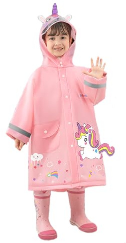 es-uk Återanvändbar vattentät poncho för barn: pojkar och flickor regnrock med ryggsäcksutrymme, Perfect Rain Mac & Pac a Mac för barn, 2502 – rosa, 3-4 Years