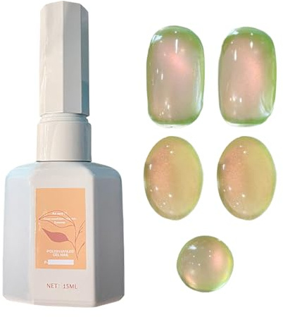 Gel Nail Polish, Spring Summer Guava Cat's Eye Glass Beads Gel Nail Polishes, 15 ml Professional Finger Supplies for Home, Salon, Travel, Wedding, Party Use, 3 Yearfs Shell Life
