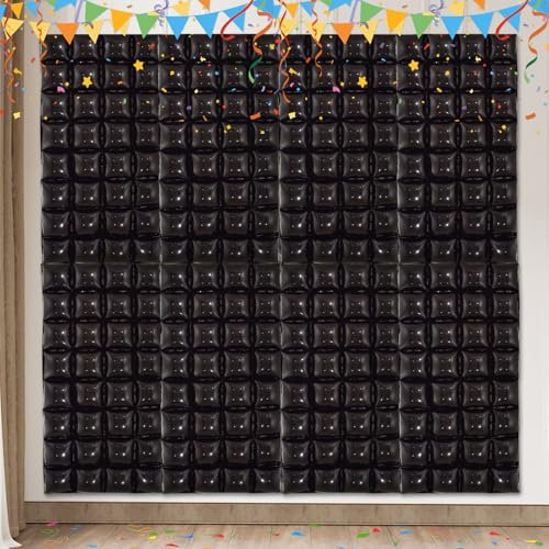 8 Pcs Black Double Sided Square Foil Balloons Wall Backdrop Chrome Black Mylar Balloons Tunnel Garland Arch Kit for Bachelorette Engagement Wedding Birthday Party Decorations