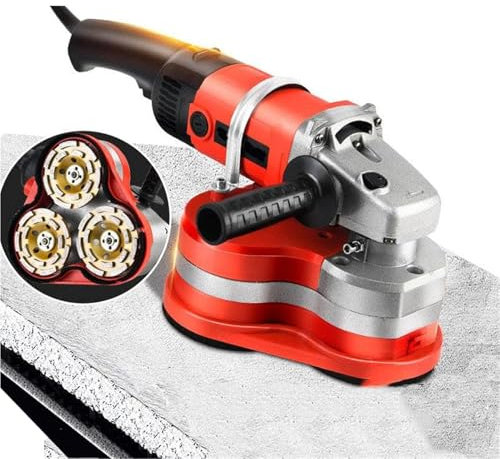 Pulidora de hormigón, amoladora de hormigón eléctrica con 4 discos de pulido diferentes, 6 velocidades ajustables, cepilladora multisuperficie para paredes, para suelos/aceras de hormigón