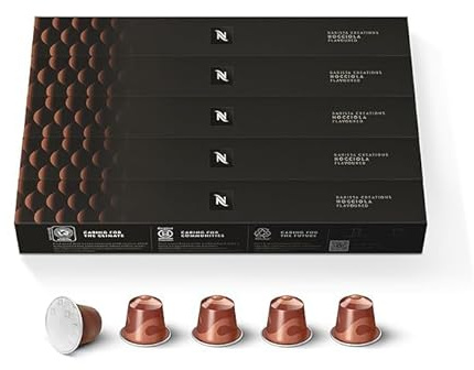 Nespresso Original Cápsulas de Café Nocciola con Sabor a Avellana, 50 Cápsulas para Cafetera, Tueste con Notas de Galleta