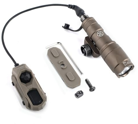 QIRUIMY M300A Tactical Torch 600 Lumens LED Flashlight,Lightweight Scout Light for Mlok Keymod 20mm Picatinny Rail System (Brown)