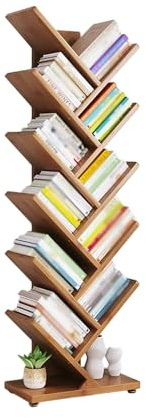 Libreria a Forma di Albero, Scaffale for Libri Verticale, Libreria Stretta, Adatta for Soggiorno e Studio, Può Memorizzare CD, Film, Libri(6-tier)