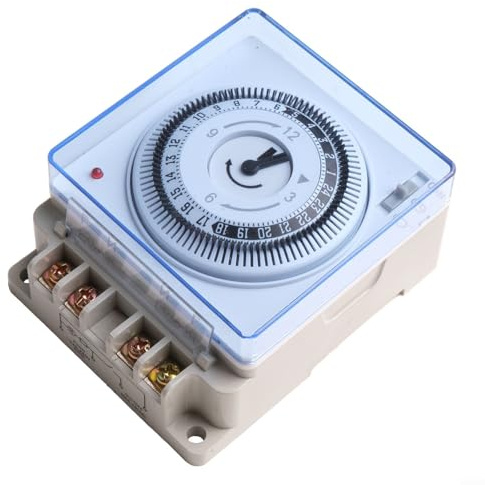 Pumixiy HOME-195 Temporizador mecánico para control de agua de piscina y spa, temporizador programable de ciclo diario de 24 horas, CA 110-240 V 50/60 Hz, acción retardada y T