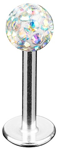 Piersando Piercing Barbell mit Ferido Kristall Glitzer Kugel Lippe Labret Lippenpiercing Ohr Ohrpiercing Tragus Helix
