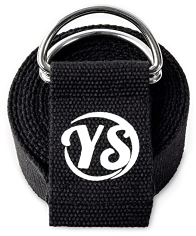 Yoga Studio YS/Strap/DRing/2.5/Black, Cinghia da Cintura da 2,5 m con Fibbia ad Anello in Metallo (Nero) Unisex-Adulto, Size Dimension-38mm x 2.5m